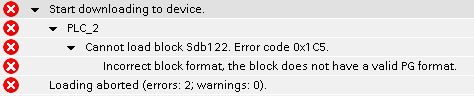 3UF7 SIMOCODE pro: 错误代码 0x1C5 ''Cannot load block Sdb12x'' (TIA Portal)