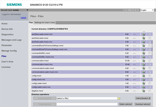 SINAMICS S: S120 WEB服务器 - 固件升级到V5.1 SP1 HF1版本后，用户自定义文件无法访问的问题