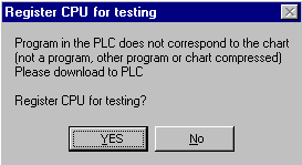 为什么出现消息"Program in the PLC does not correspond to the chart. Please download to PLC"?