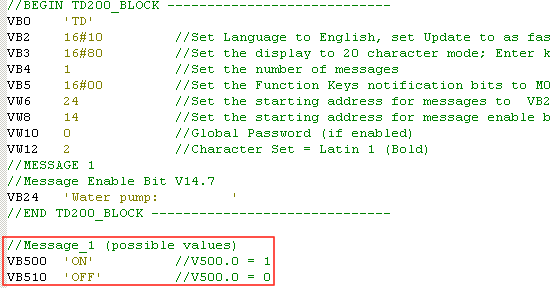 怎样在 TD200 上通过内嵌的 ASCII 数据动态修改消息文本？