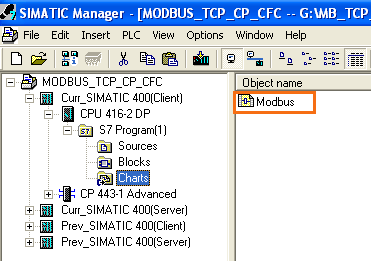 如何从样例项目中将用于开放的 MODBUS / TCP的"Modbus"的 CFC 程序块拷贝到用户项目中？